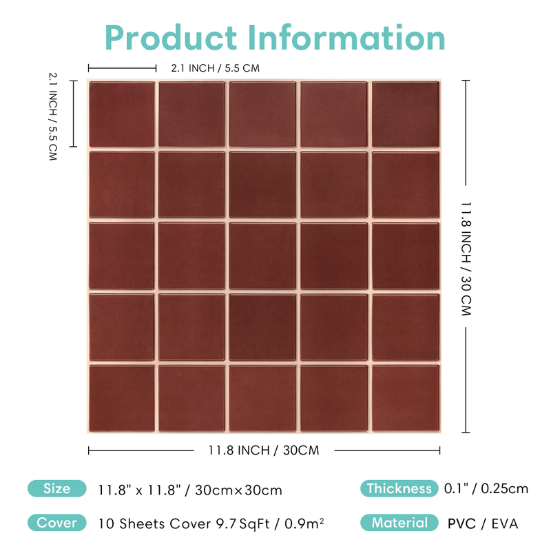3D Red Square Peel and Stick Wall Tile