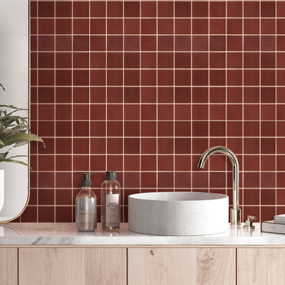 3D Red Square Peel and Stick Wall Tile