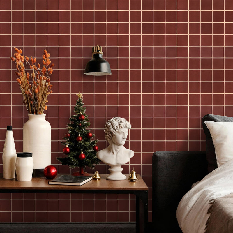 3D Red Square Peel and Stick Wall Tile