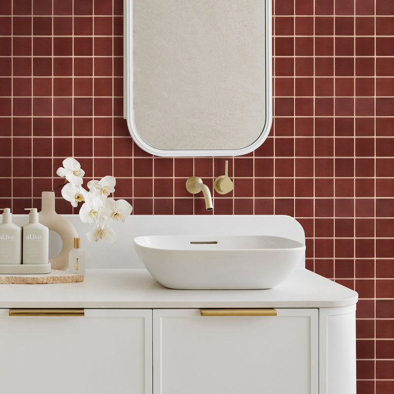 3D Red Square Peel and Stick Wall Tile