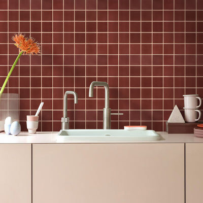 3D Red Square Peel and Stick Wall Tile