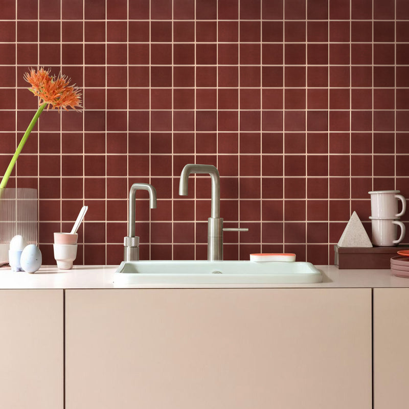3D Red Square Peel and Stick Wall Tile