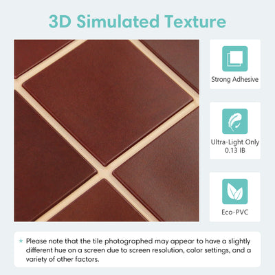3D Red Square Peel and Stick Wall Tile