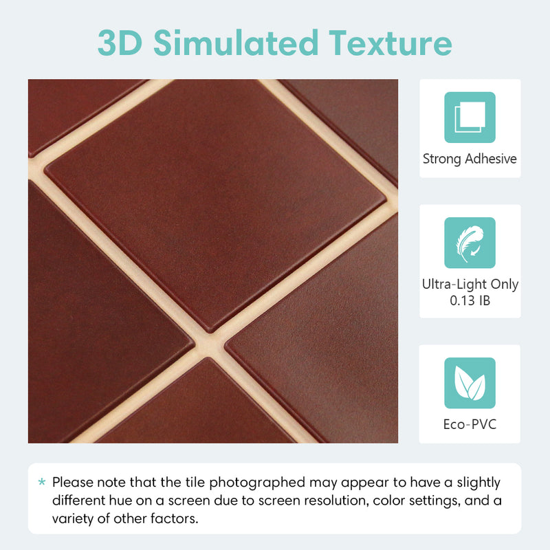 3D Red Square Peel and Stick Wall Tile