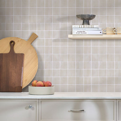 3D Beige Square Peel and Stick Wall Tile