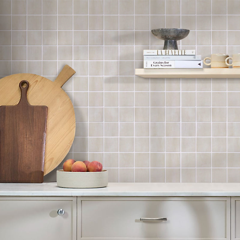 3D Beige Square Peel and Stick Wall Tile