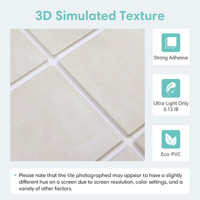 3D Beige Square Peel and Stick Wall Tile