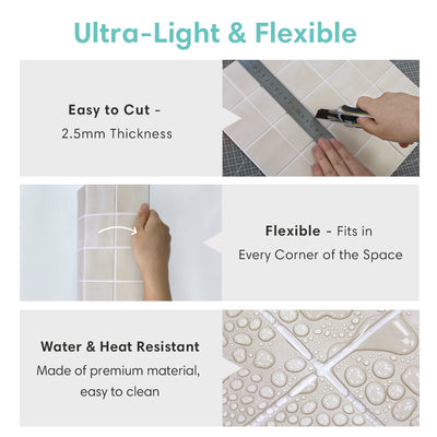 3D Beige Square Peel and Stick Wall Tile