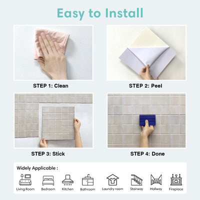 3D Beige Square Peel and Stick Wall Tile
