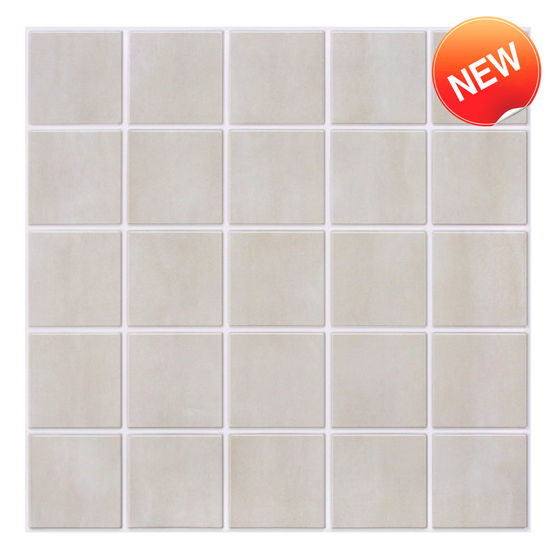 3D Beige Square Peel and Stick Wall Tile