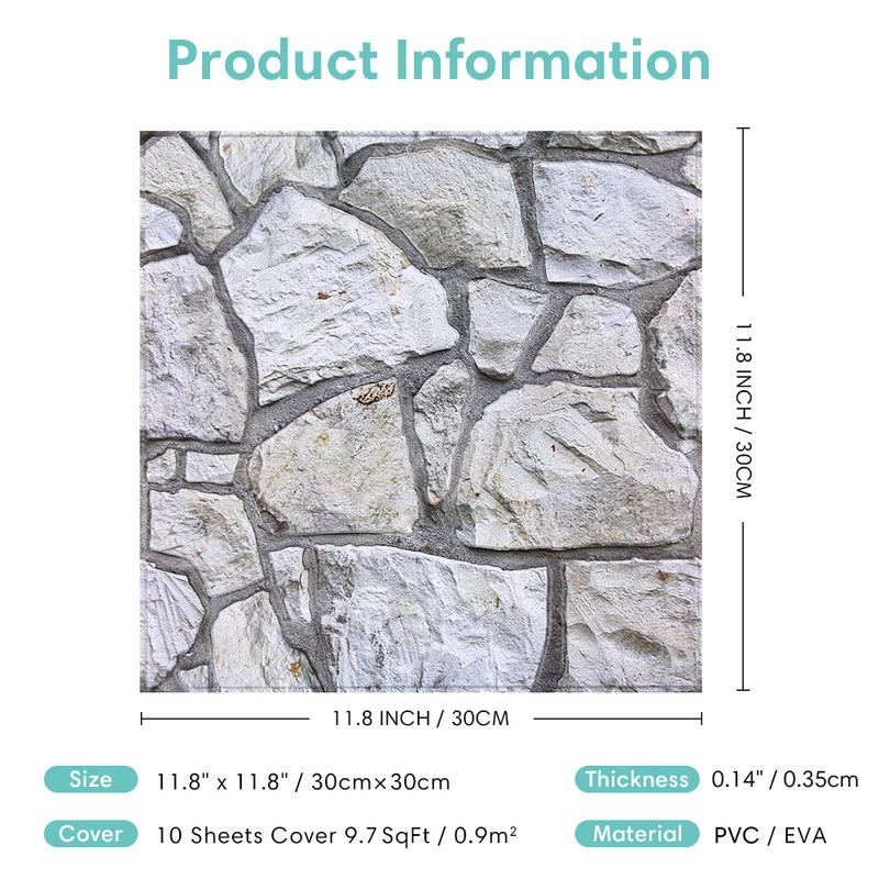 3D Irregular Flagstone Peel and Stick Wall Tile