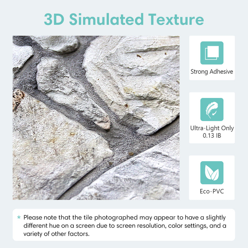 3D Irregular Flagstone Peel and Stick Wall Tile