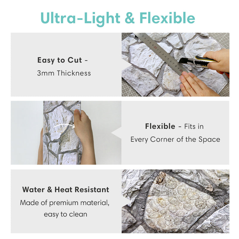 3D Irregular Flagstone Peel and Stick Wall Tile