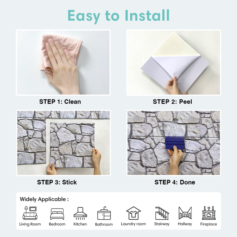 3D Irregular Flagstone Peel and Stick Wall Tile