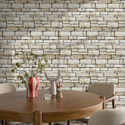 3D Beige Ashlar Stone Peel and Stick Wall Tile