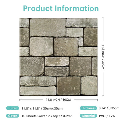 3D Ashlar Stone Peel and Stick Wall Tile