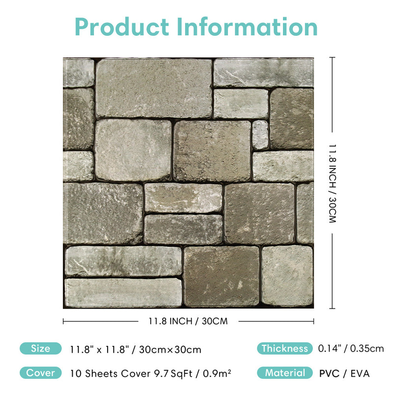 3D Ashlar Stone Peel and Stick Wall Tile