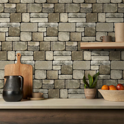 3D Ashlar Stone Peel and Stick Wall Tile