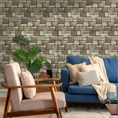 3D Ashlar Stone Peel and Stick Wall Tile