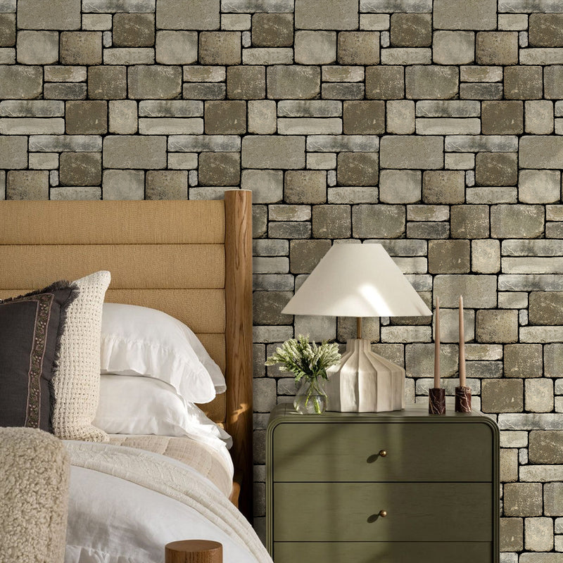 3D Ashlar Stone Peel and Stick Wall Tile