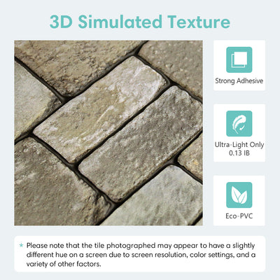 3D Ashlar Stone Peel and Stick Wall Tile
