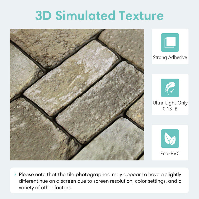 3D Ashlar Stone Peel and Stick Wall Tile