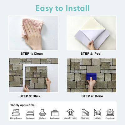3D Ashlar Stone Peel and Stick Wall Tile