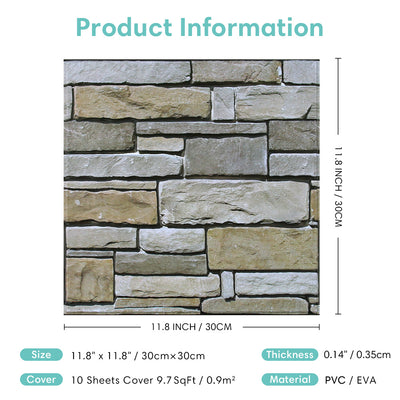 3D Drystack Stone Peel and Stick Wall Tile