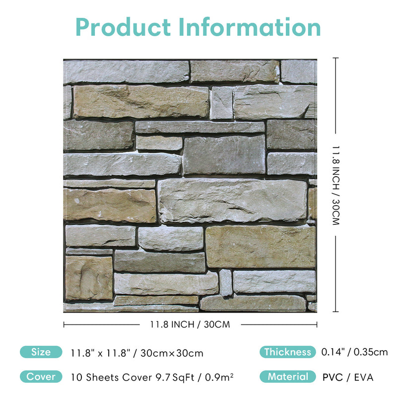 3D Drystack Stone Peel and Stick Wall Tile