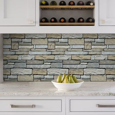 3D Drystack Stone Peel and Stick Wall Tile