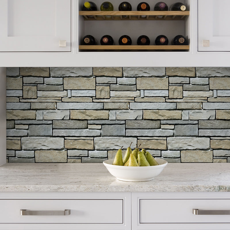 3D Drystack Stone Peel and Stick Wall Tile