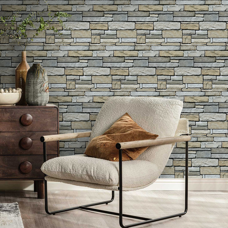 3D Drystack Stone Peel and Stick Wall Tile