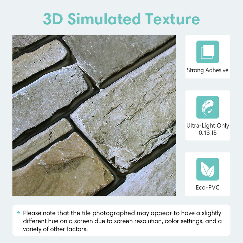 3D Drystack Stone Peel and Stick Wall Tile