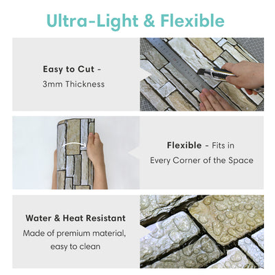 3D Drystack Stone Peel and Stick Wall Tile