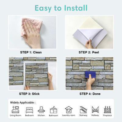 3D Drystack Stone Peel and Stick Wall Tile