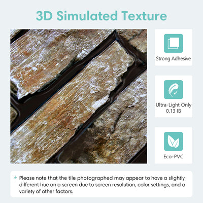 3D Brown Stacked Stone Peel and Stick Wall Tile