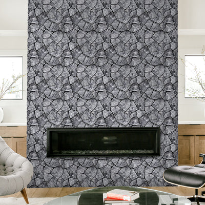 3D Dark Gray Stone Peel and Stick Wall Tile
