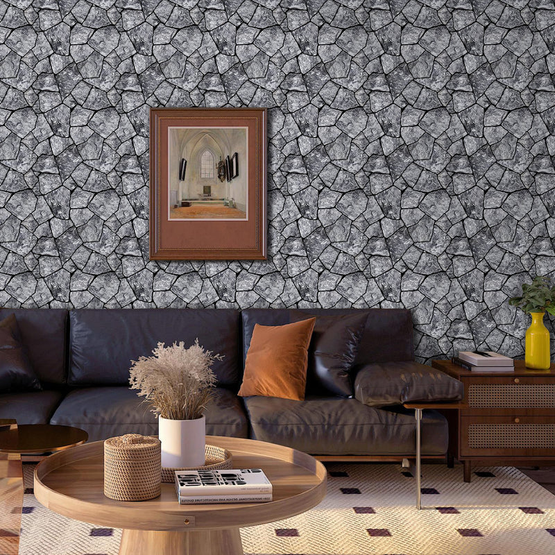 3D Dark Gray Stone Peel and Stick Wall Tile