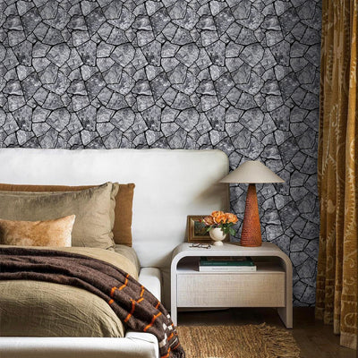 3D Dark Gray Stone Peel and Stick Wall Tile