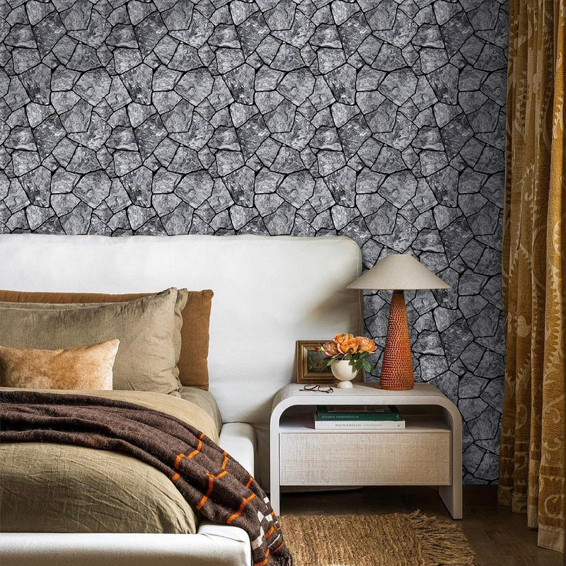 3D Dark Gray Stone Peel and Stick Wall Tile