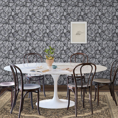 3D Dark Gray Stone Peel and Stick Wall Tile