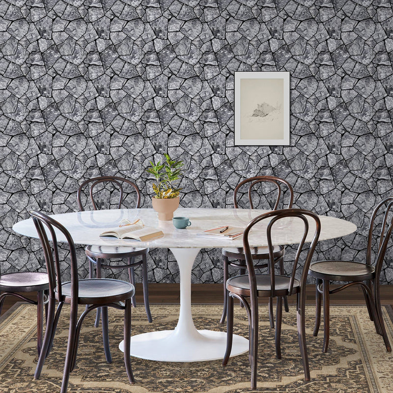 3D Dark Gray Stone Peel and Stick Wall Tile