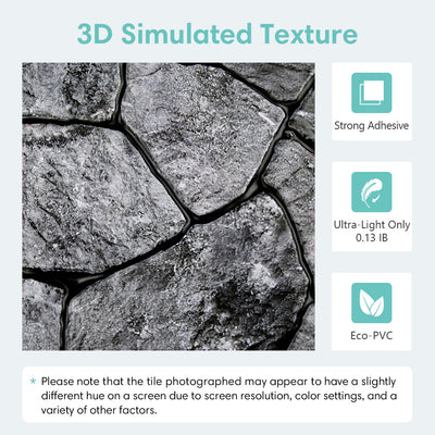 3D Dark Gray Stone Peel and Stick Wall Tile