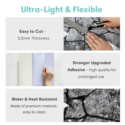 3D Dark Gray Stone Peel and Stick Wall Tile