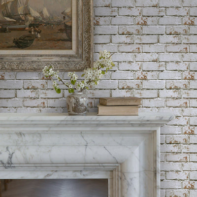 3D Weathered White Brick Peel and Stick Wall Tile