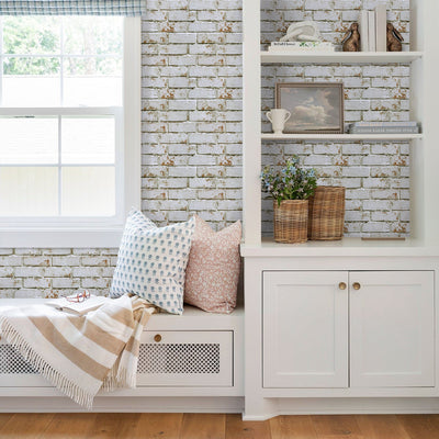 3D Weathered White Brick Peel and Stick Wall Tile