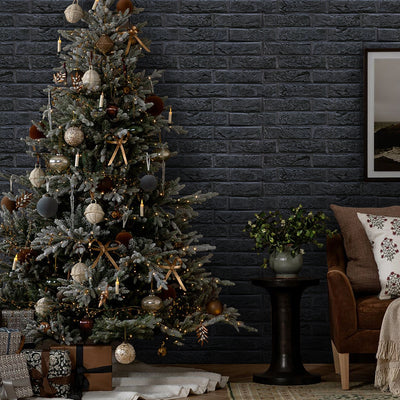 3D Black Brick Wall Panels Peel and Stick -Large Size