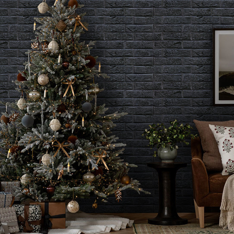 3D Black Brick Wall Panels Peel and Stick -Large Size