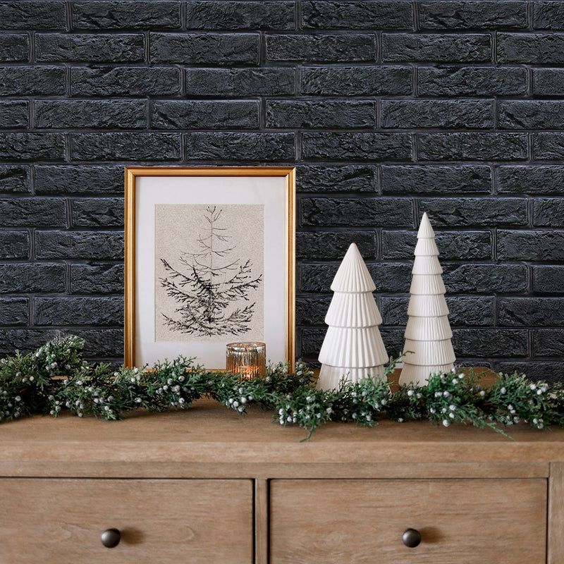 3D Black Brick Wall Panels Peel and Stick -Large Size