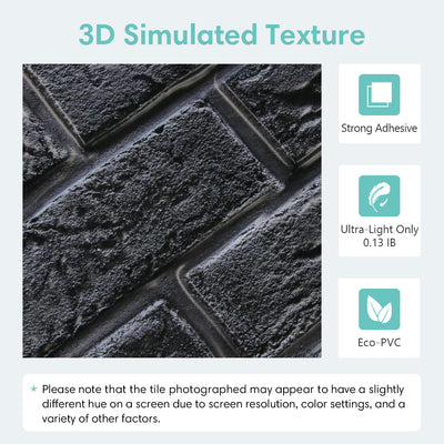 3D Black Brick Wall Panels Peel and Stick -Large Size